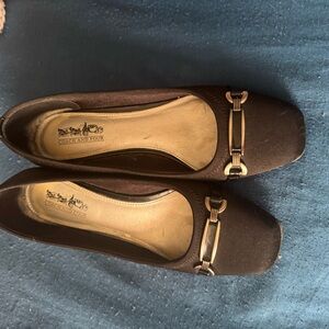 Women’s Size 7 Coach and Four Black Flats with Gold Accents